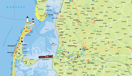 Touristik-Karten, Reisepläne, Freizeitkarten, Wandertouren, Fahrradkarten